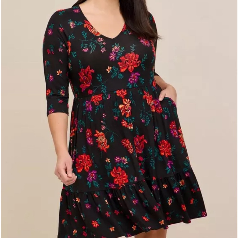 Mini skater floral dress plus size